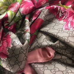 Luxury GG Bouquets Print Silk Scarf 140 x 140 Red