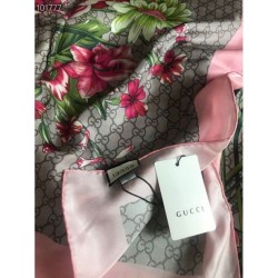 Luxury GG Bouquets Print Silk Scarf 140 x 140 Red