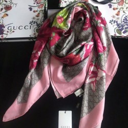 Luxury GG Bouquets Print Silk Scarf 140 x 140 Red