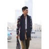 Top Quality GG Jacquard Pattern Knit Scarf With Fiinge Men Blue