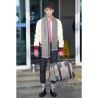 7 Star GG Jacquard Pattern Knit Scarf With Fiinge Men Gray