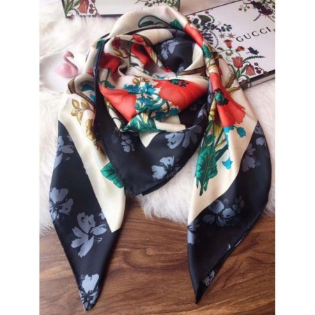 Replica GG Silk Scarf 140 x 140 Black