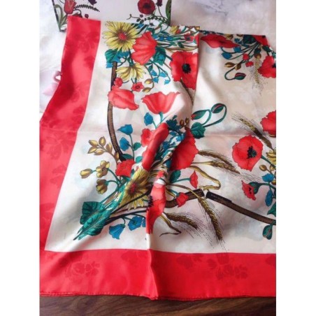 High Quality GG Silk Scarf 140 x 140 Red