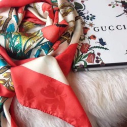 High Quality GG Silk Scarf 140 x 140 Red