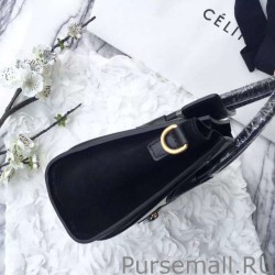 UK Celine Nano Luggage Bag In Bicolour Leather White