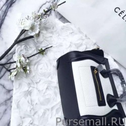 UK Celine Nano Luggage Bag In Bicolour Leather White