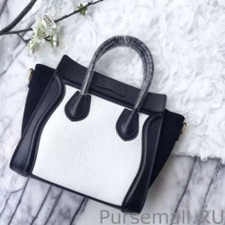UK Celine Nano Luggage Bag In Bicolour Leather White