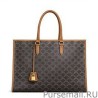 Fashion Celine Horizontal Cabas In Triomphe Canvas And Calfskin Coffee