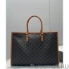 Fashion Celine Horizontal Cabas In Triomphe Canvas And Calfskin Coffee