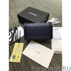 High Quality Boy Classic Flap Bag A67086 Royal Blue Bronze Hardware