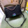 Luxury Boy Classic Flap Bag A67086 With Rainbow Hardware Black