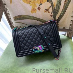 Luxury Boy Classic Flap Bag A67086 With Rainbow Hardware Black