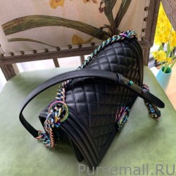 Luxury Boy Classic Flap Bag A67086 With Rainbow Hardware Black