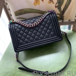 Luxury Boy Classic Flap Bag A67086 With Rainbow Hardware Black