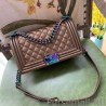 Fashion Boy Classic Flap Bag A67086 With Rainbow Hardware Brown