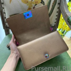 Fashion Boy Classic Flap Bag A67086 With Rainbow Hardware Brown