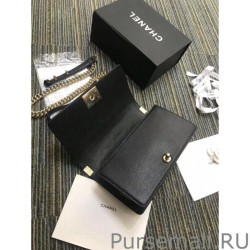 Designer Boy Embossed Calfskin Flap Bag A67086 Black Golden Hardware