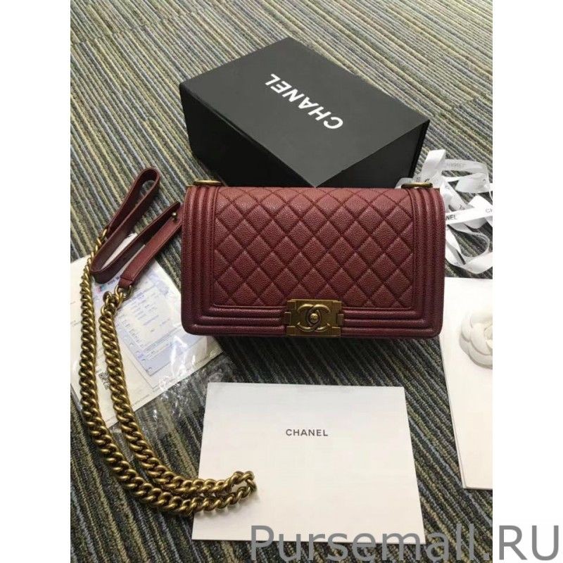 Luxury Boy Embossed Calfskin Flap Bag A67086 Claret