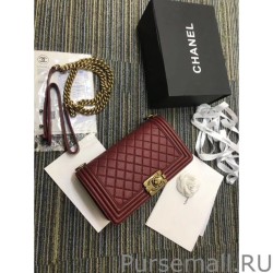 Luxury Boy Embossed Calfskin Flap Bag A67086 Claret