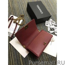 Luxury Boy Embossed Calfskin Flap Bag A67086 Claret