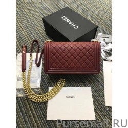 Best Boy Embossed Calfskin Flap Bag A67086 Claret