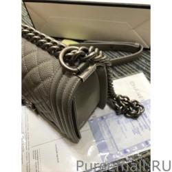 Knockoff Boy Embossed Calfskin Flap Bag A67086 Gray