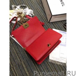 Fashion Boy Embossed Calfskin Flap Bag A67086 Red