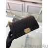 Luxury Chevron Boy Bag Caviar Leather A67086 Black