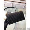 Luxury Chevron Boy Bag Caviar Leather A67086 Black