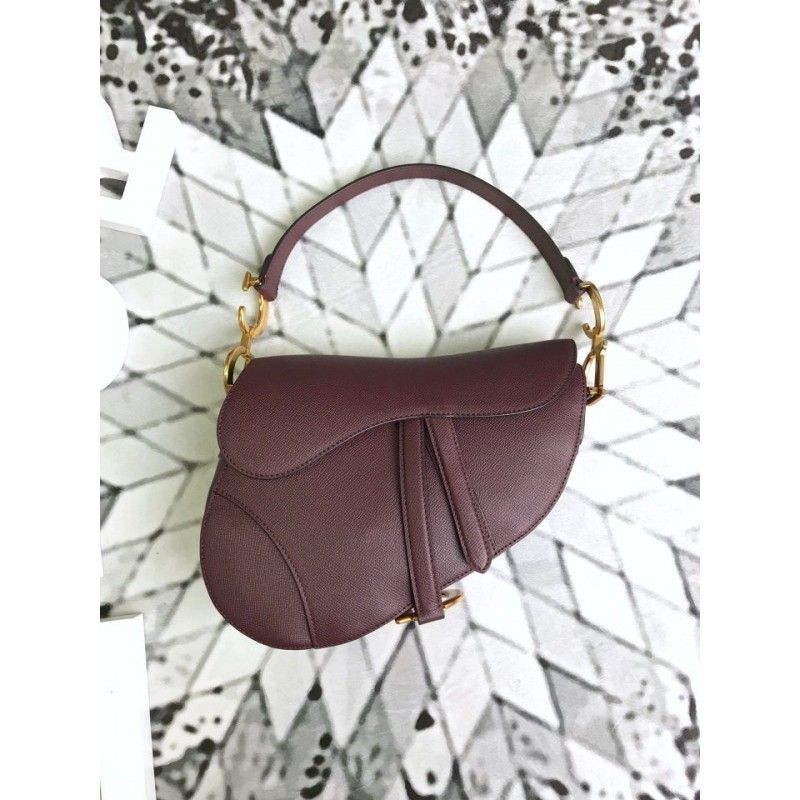 Replica Christian Dior Mini Saddle Calfskin Bag Claret