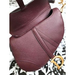 Replica Christian Dior Mini Saddle Calfskin Bag Claret