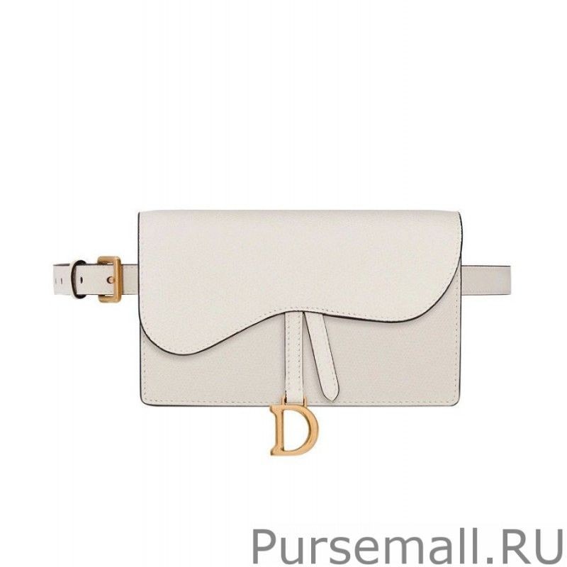 UK Christian Dior Saddle Belt Clutch White