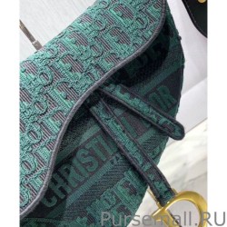 AAA+ Christian Dior Saddle Original Oblique Embroidered Canvas Bag Green