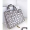 Inspired Dior Lady Dior Cannage Quilted Patent Leather Large Tote Bag Gray