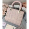High Dior Lady Dior Medium Cannage Studded tote Bag Pink
