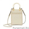 Fashion Fendi Mini Sunshine Shopper Leather Bag 8BS051 Cream