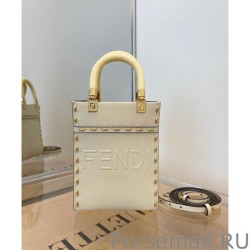 Fashion Fendi Mini Sunshine Shopper Leather Bag 8BS051 Cream