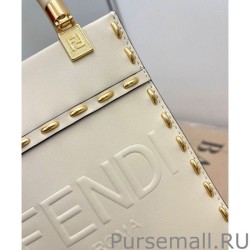 Fashion Fendi Mini Sunshine Shopper Leather Bag 8BS051 Cream