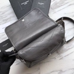 UK YSL Saint Laurent Niki Body Bag Crinkled Vintage Leather Gray