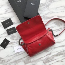 Best YSL Saint Laurent Niki Body Bag Crinkled Vintage Leather Red