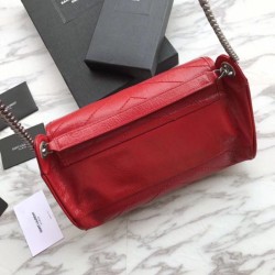 Best YSL Saint Laurent Niki Body Bag Crinkled Vintage Leather Red