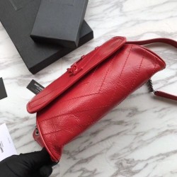 Best YSL Saint Laurent Niki Body Bag Crinkled Vintage Leather Red