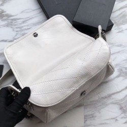 AAA+ YSL Saint Laurent Niki Body Bag Crinkled Vintage Leather White