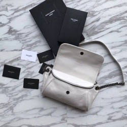 AAA+ YSL Saint Laurent Niki Body Bag Crinkled Vintage Leather White