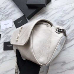 AAA+ YSL Saint Laurent Niki Body Bag Crinkled Vintage Leather White