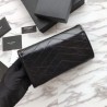 UK YSL Saint Laurent Niki Large Wallet Crinkled Leather Black