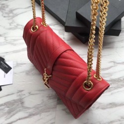 1:1 Mirror YSL Saint Laurent Envelope Small Bag Grain Embossed Red