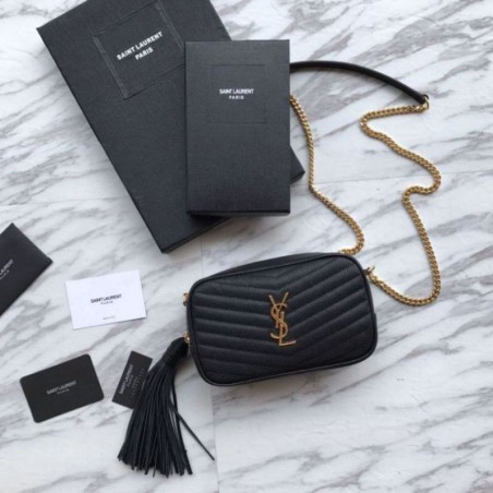 Luxury YSL Saint Laurent LouLou Chain Bag Black