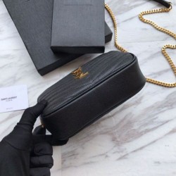 Luxury YSL Saint Laurent LouLou Chain Bag Black