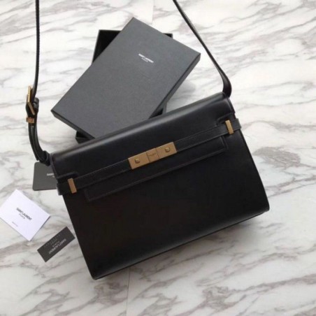 Top YSL Saint Laurent Manhattan Baguette Top Handle Bag Black